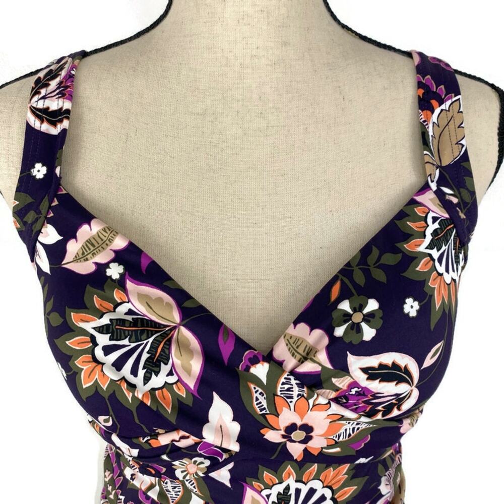 Lands End Wrap Tankini Swimsuit V Neck Underwire Top Blackberry Sz 4 - Picture 6 of 13